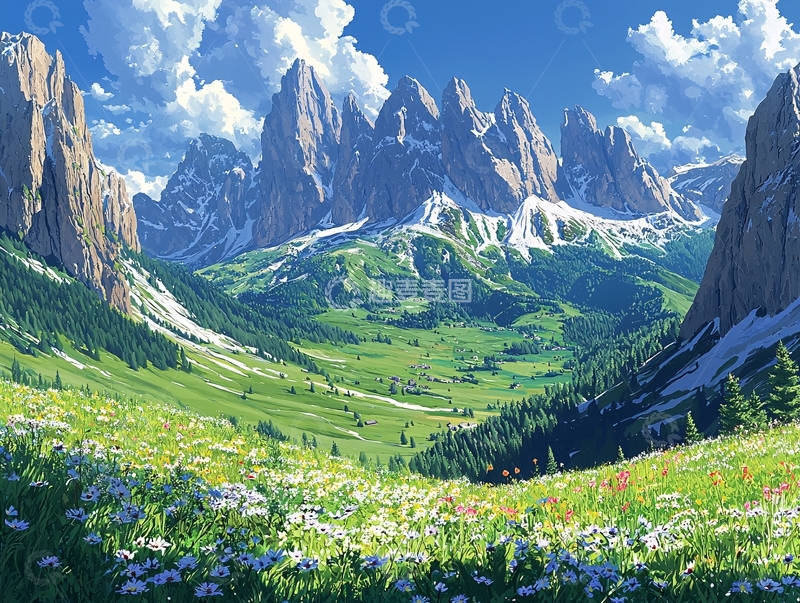 高清大图下载【趣麦麦图】阿尔卑斯山脉风景