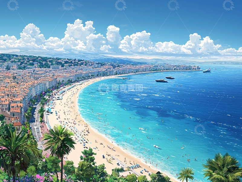 高清大图下载【趣麦麦图】阳光沙滩海滨城市