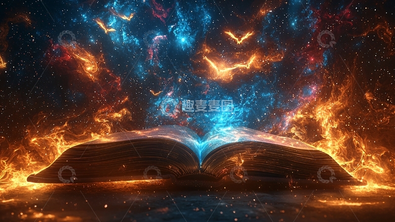 高清大图下载【趣麦麦图】火焰燃烧的魔法书