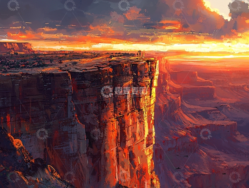 高清大图下载【趣麦麦图】悬崖边日落景色