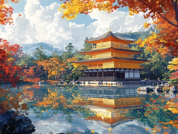 秋日金阁寺景色