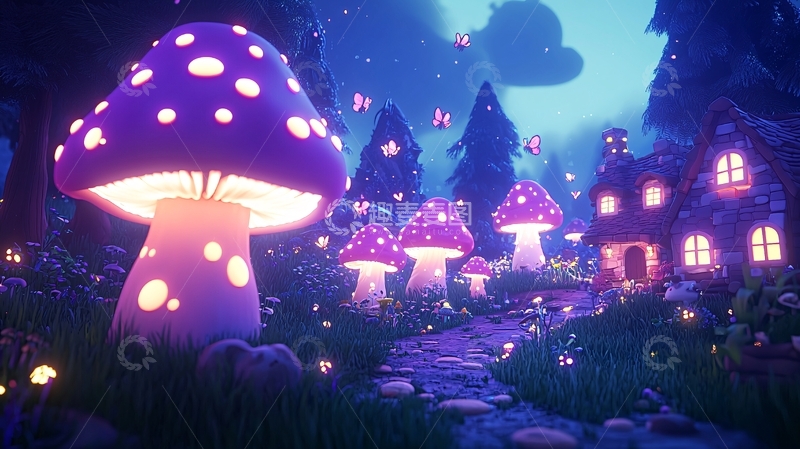 高清大图下载【趣麦麦图】梦幻蘑菇屋