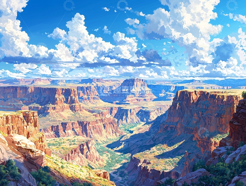 高清大图下载【趣麦麦图】阳光下的峡谷全景图