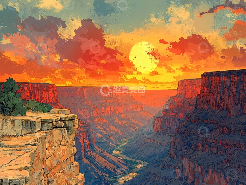 高清大图下载【趣麦麦图】大峡谷日落风景