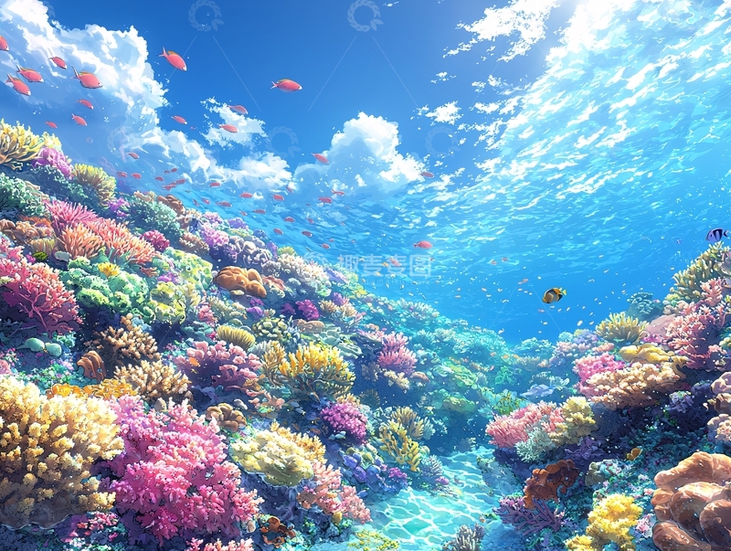 高清大图下载【趣麦麦图】阳光下的珊瑚礁