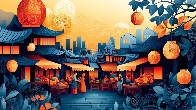 高清大图下载【趣麦麦图】古风夜景街市