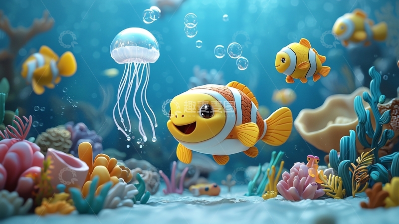 高清大图下载【趣麦麦图】卡通小丑鱼