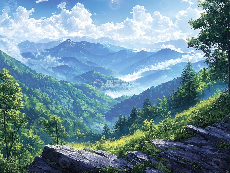 高清大图下载【趣麦麦图】山峦叠嶂的绿色山谷