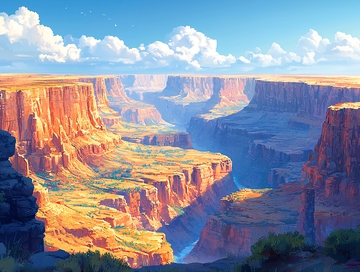 阳光下的峡谷全景图