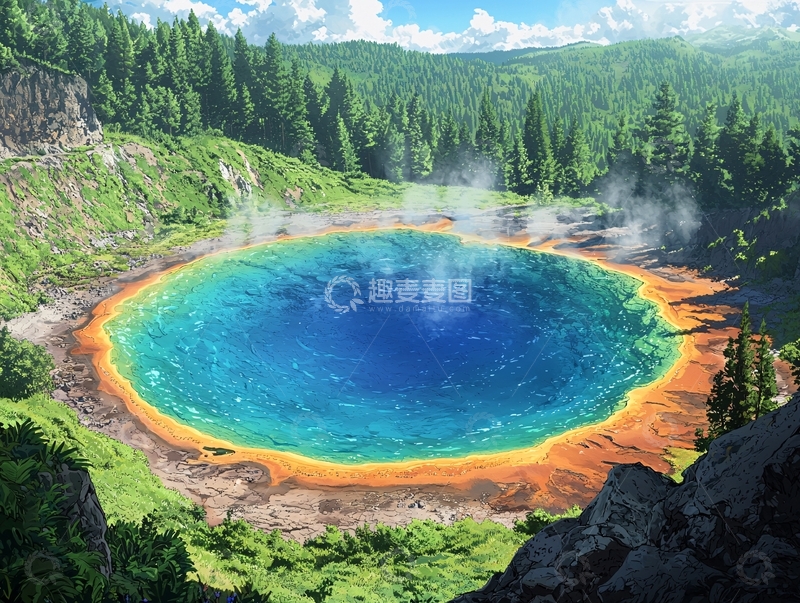 高清大图下载【趣麦麦图】色彩斑斓的温泉湖