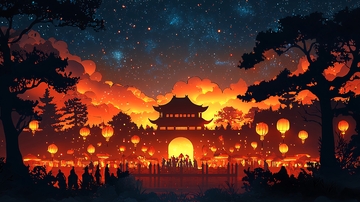 夜晚古城灯笼节