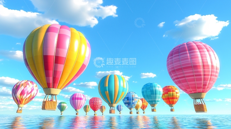 高清大图下载【趣麦麦图】彩色热气球