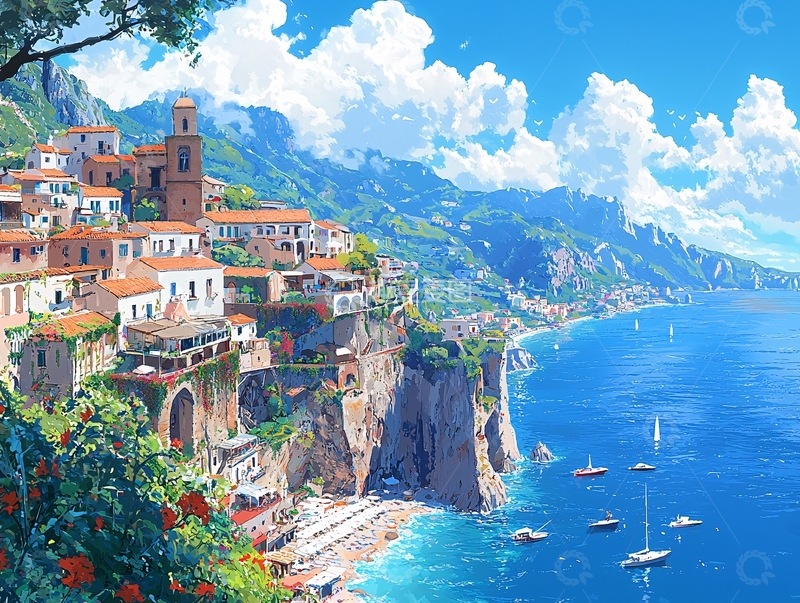 高清大图下载【趣麦麦图】地中海沿岸小镇