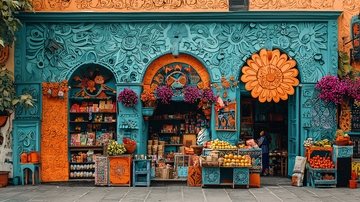 色彩鲜艳的特色小店