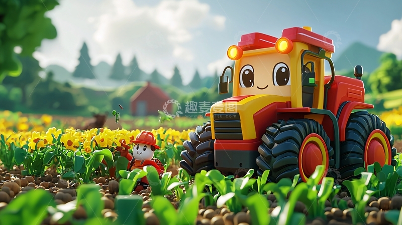 高清大图下载【趣麦麦图】卡通农场拖拉机