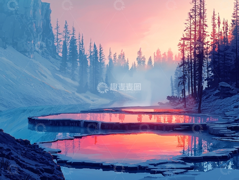 高清大图下载【趣麦麦图】雪山日出景色