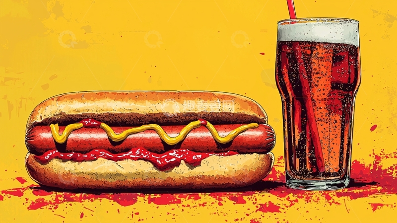高清大图下载【趣麦麦图】热狗和可乐