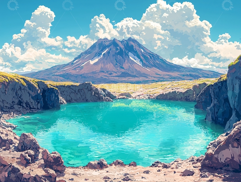 高清大图下载【趣麦麦图】火山湖泊