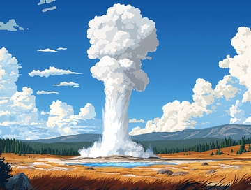 壮观的间歇泉喷发