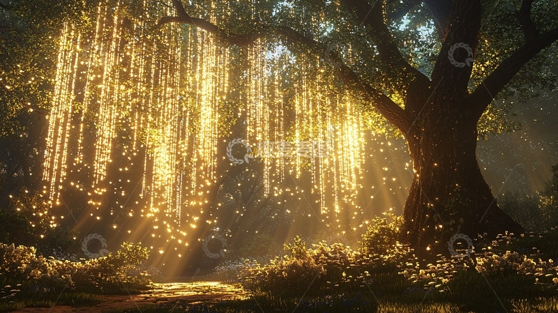 高清大图下载【趣麦麦图】梦幻般发光柳树