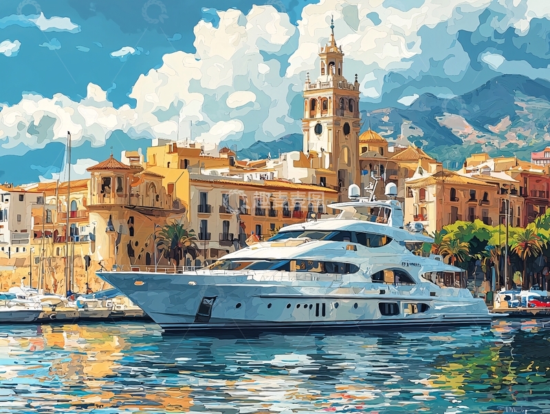 高清大图下载【趣麦麦图】地中海沿岸的豪华游艇