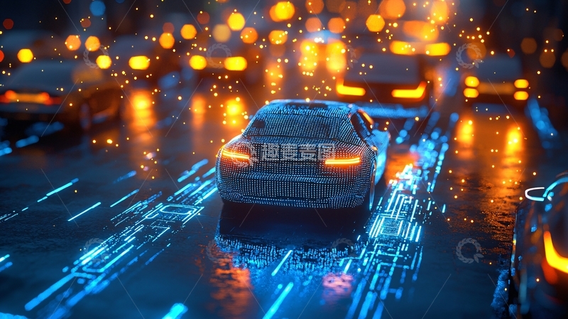 高清大图下载【趣麦麦图】夜晚城市道路车辆灯光