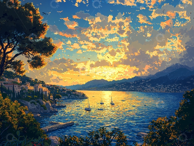 高清大图下载【趣麦麦图】日落海景