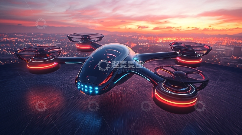 高清大图下载【趣麦麦图】未来科技无人机