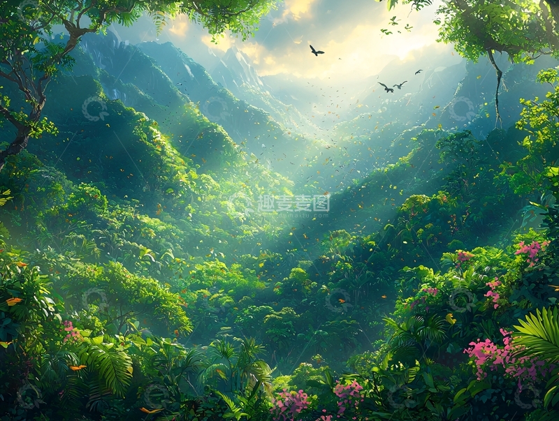 高清大图下载【趣麦麦图】热带雨林山谷景色