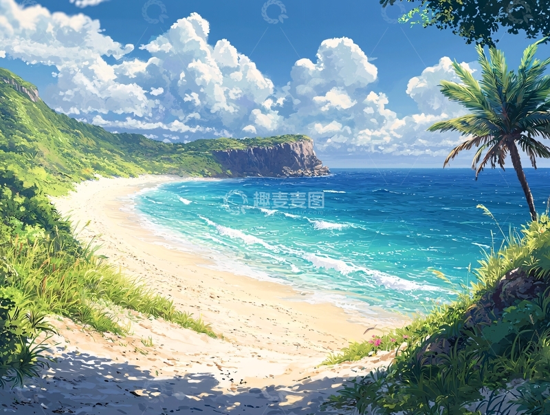 高清大图下载【趣麦麦图】阳光沙滩海景图