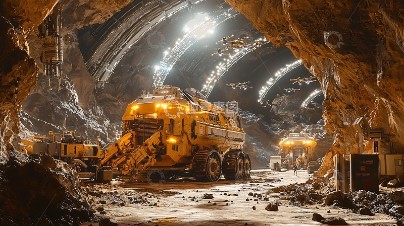 高清大图下载【趣麦麦图】地下矿井中的未来车辆