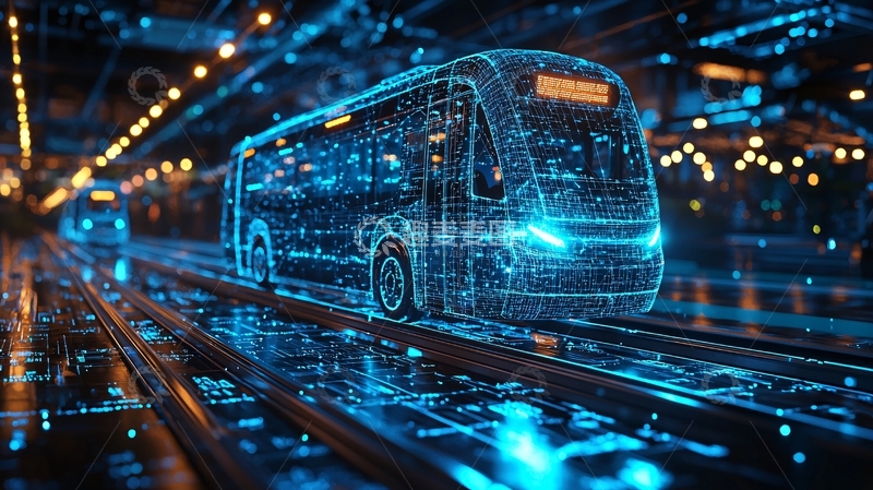 高清大图下载【趣麦麦图】未来科技感公交车