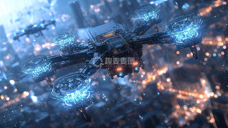高清大图下载【趣麦麦图】未来城市无人机群