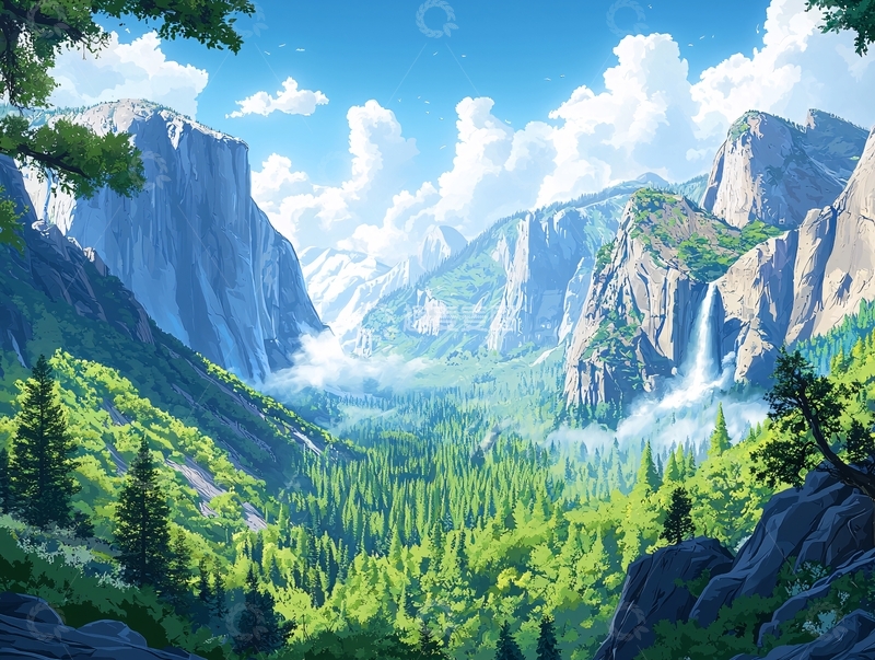 高清大图下载【趣麦麦图】阳光下的峡谷山谷