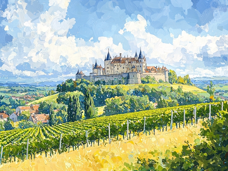 高清大图下载【趣麦麦图】山丘上的城堡风景画