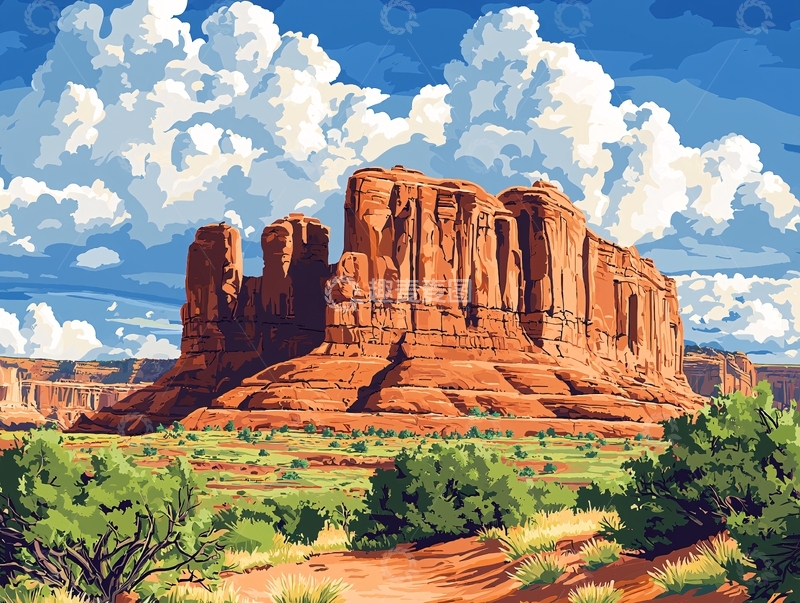 高清大图下载【趣麦麦图】壮丽的红色岩石山脉