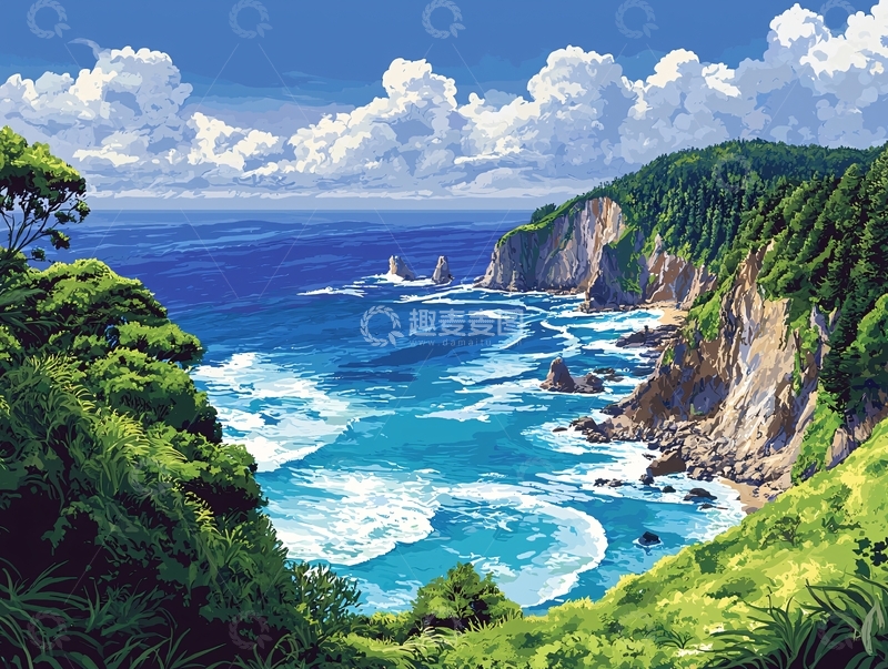 高清大图下载【趣麦麦图】海边风景画