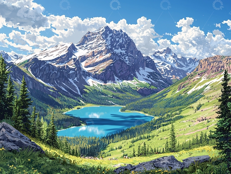 高清大图下载【趣麦麦图】雪山湖泊高清风景图