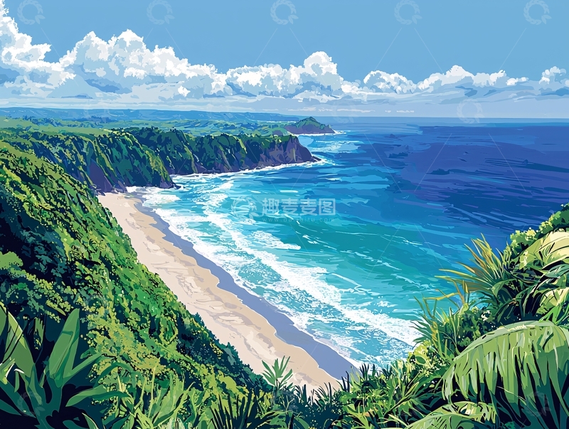 高清大图下载【趣麦麦图】热带海滩风景画