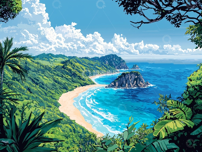 高清大图下载【趣麦麦图】热带海滩风景画