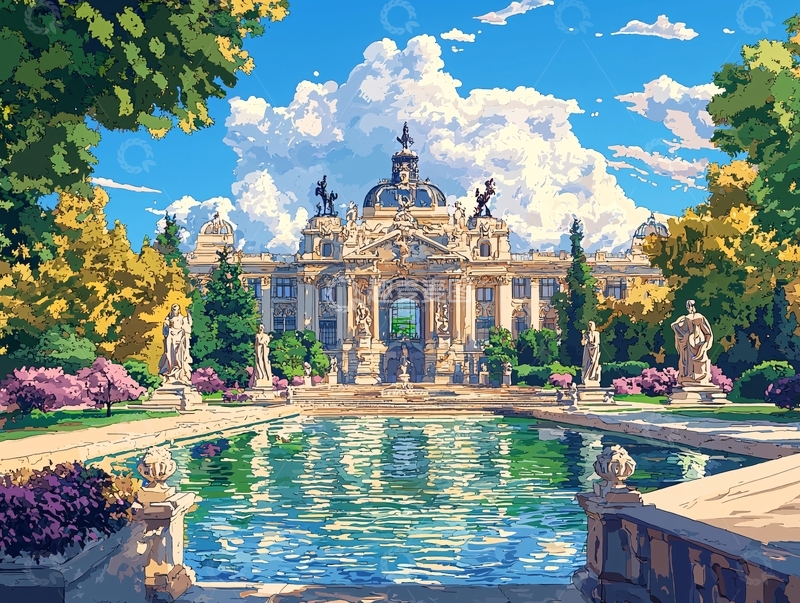 高清大图下载【趣麦麦图】阳光下的巴洛克式宫殿