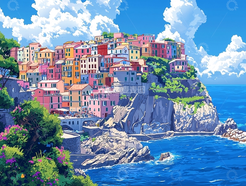 高清大图下载【趣麦麦图】彩色小镇