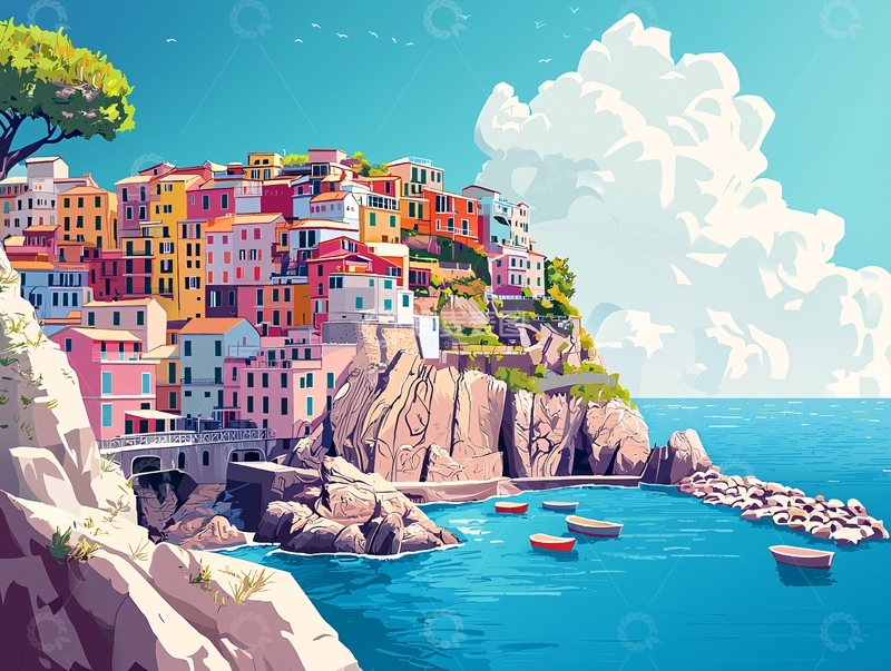 高清大图下载【趣麦麦图】彩色小镇