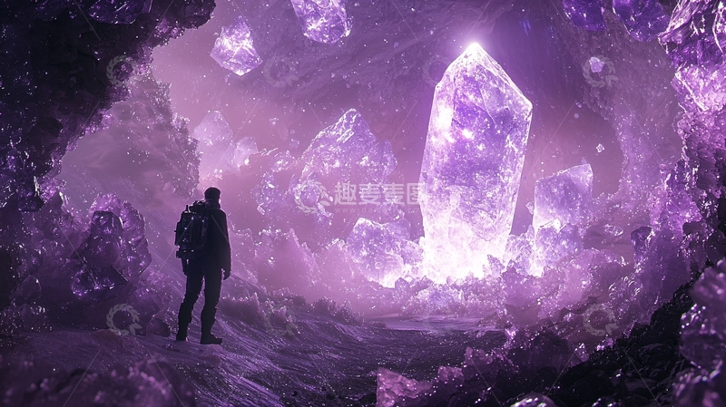 高清大图下载【趣麦麦图】紫色水晶洞穴