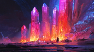 梦幻般发光巨型水晶