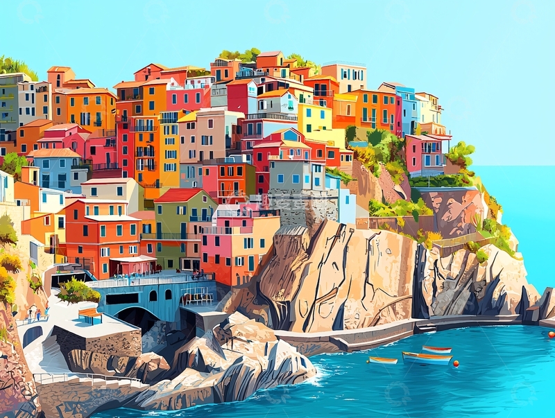 高清大图下载【趣麦麦图】彩色小镇