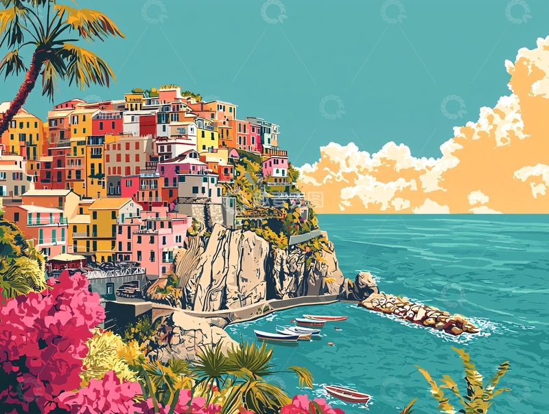 高清大图下载【趣麦麦图】彩色小镇