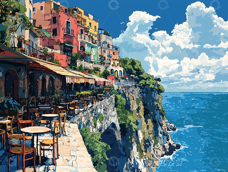 高清大图下载【趣麦麦图】海边彩色建筑