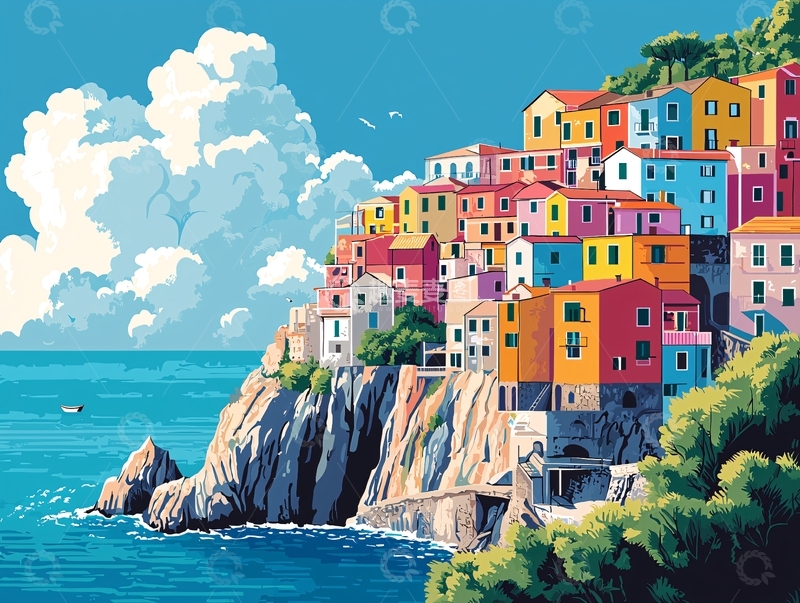 高清大图下载【趣麦麦图】彩色小镇