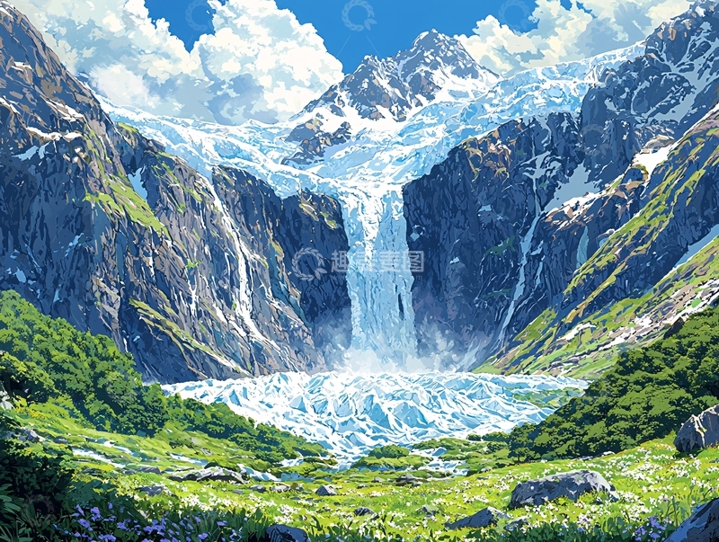 高清大图下载【趣麦麦图】冰川瀑布